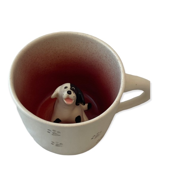 Vintage SPADEMAN POTTERY Cream Ceramic Peek A Boo Dog Mug - Picture 3 of 6